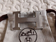 HERMES Authentique et superbe boucle de ceinture palladium guillochée - Neuve