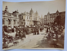 1880'S LARGE ALBUMEN PHOTO...GROUP OF PEOPLE BY GAMBLING LE CASINO MONTE CARLO