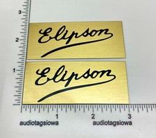 Elipson Speaker Grill Badge Logo Satin Gold PAIR Custom Aluminum Vintage Font