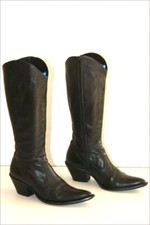 GARRICE Mi Bottes Santiags Tout Cuir Lisse Noir T 36 TBE