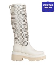 RRP€350 LIU JO Knee Boots US7 UK4 EU37 Beige Openwork Lug Sole Logo