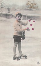 CP GOOD YEAR CHILD HAT ON ROLLER SKATES PRESENT LETTER - 53814