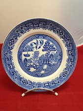 Assiette plate 1950 , Old Willow pattern , made in England.