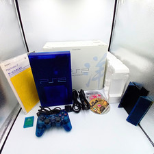 PS2 PlayStation 2 Console Ocean Blue SCPH-37000 Boxed Manuals Stand Japanese