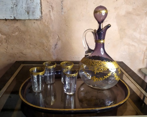 Service liqueur cristal violet