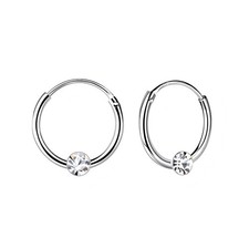 Boucles d’Oreilles - Femme - Créoles - Cristal - Swarovski - Argent 925 - Massif