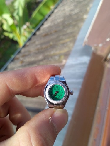 Bague montre quartz verte - bague,