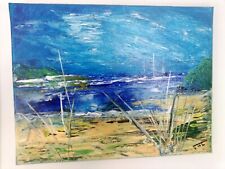 Tableau abstrait acrylique sur toile, peinture abstraite vernie 35X27cm PIERRICQ