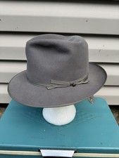 1940s 50s Vintage Mallory The Dallas Open Road Style Fedora 7 1/8 Fur Felt Gray