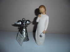 Lot 2 Figurines Willow Tree Remember and Metal Ganz Faithful Angels of Sisters 
