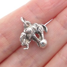 925 Sterling Silver Antique Art Deco Circus Elephant Minimalist 3D Charm Pendant
