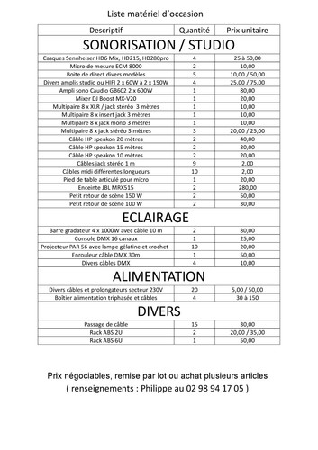 Divers matériel sono audio