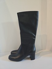 La Canadienne Jennifer Knee High Boots Black Leather Block Heels Sz 9.5