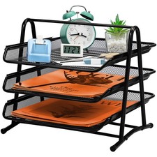 Bac à Courrier à 3 Niveaux, Métalliques Bureau A4 Organisateur, Bac à Documen...