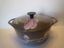 Cousances Le Creuset Vintage Cast Iron Grey Belle Époque Flower Casserole & Lid