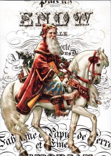 Victorian santa riding white - santa,