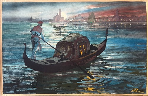 Tableau gouache sur papier vue - tableau,