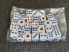 • Lot de 5 Dés à jouer 14 MM Yahtzee Jeux De Sociétés Blancs •