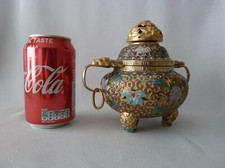 Vintage Chinese Cloisone Incense Burner in Original Box, h14 cm Mid 20C