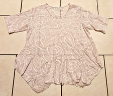 MARTINE SAMOUN 3X Lace Tunic Top Lagenlook Asymmetric Hem Pale Pink & Ivory SS