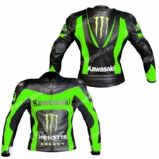 KAWASAKI Veste en Cuir de Moto