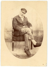 France, Old man in a chair in slippers, ca.1880, vintage albumen prin