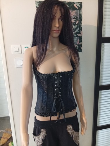 Corset noir bustier satiné - corset,