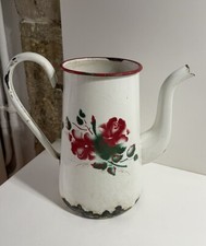 CAFETIÈRE EMAILLEE ENAMEL ÉMAIL  DECOR ROSE STYLE DIGOIN DECO COLLECTION