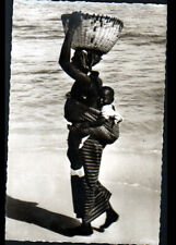 Ethnic (SENEGAL) WOMAN with WICKER BASKET & BABY period 1950-1960