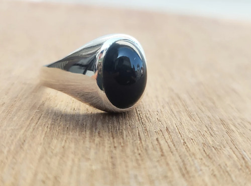 Bague onyx noir naturel en - bague,
