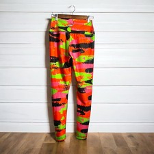 ZUMBA Wear High Waisted Leggings Est Size Medium Orange Pink Black