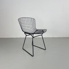 VINTAGE HARRY BERTOIA BLACK POWDER COATED SIDE DINING CHAIR MIDCENTURY #4215