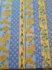 France Sunflower Blue Yellow French Provence 100% Cotton 92 1/2x58 1/2