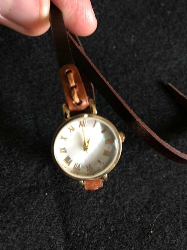 Leather band wrist watch - leather,