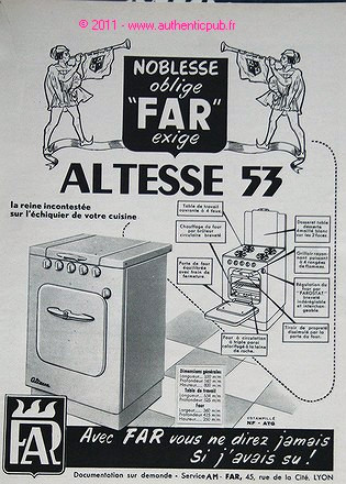 Publicite 1953 far cuisiniere - publicite,