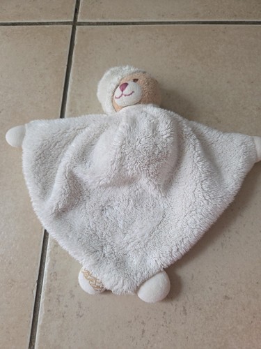 Doudou plat ours blanc - blanc,