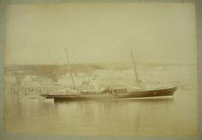 Photograph 19th century boat yacht of Baron de Rothschild steam schooner Eros c1890