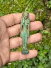 OUSHEBTI EGYPTIAN TERRACOTTA ENAMEL FUNERARY FIGURINE / EGYPT AMULET
