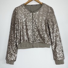 Liu Jo Silver Sequin Jacket Short Zipped Size M