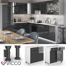Meuble sous-plan 80 cm Meuble de cuisine Fame-Line blanc anthracite VICCO