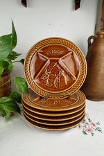 Lot of 6 fondue plates "La Fondue" by Sarreguemines, cow decor