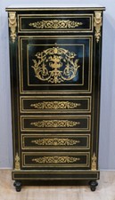 Secretary of Lady Napoleon III in Black Lacquered Wood and Brass Marquetry XIX