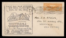 DR WHO 1937 FIRST FLIGHT WESTFIELD NJ TO NEWARK EASTERN M54399