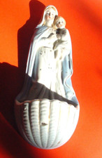 ANTIQUE BENITIER MARIE-JESUS PORCELAIN ENGRAVED 3098 DIM. 15.5 x 7 x 4.5