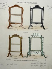 ECRAINS furniture store ENGRAVING Quetin BAMBOO Louis XVI Neo Greek XIX°