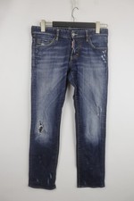 Dsquared2 Blue Denim Cotton Distressed Whiskered Straight Leg Jeans Size 46