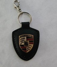 Porte-clés Porsche Neuf | Cuir Noir & Métal Doré | Logo Officiel Collection