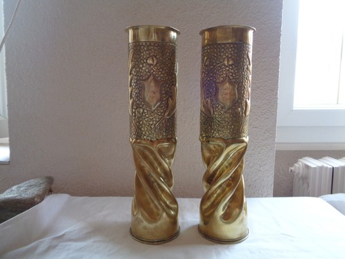 Paire douilles obus blasons - paire,