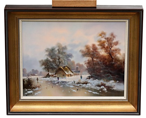Huile sur bois paysage - huile,