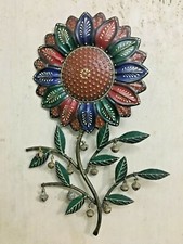 Vintage Fer Noël Arbre Fleur Avec Bronze Cloche Ornements Mural Décor